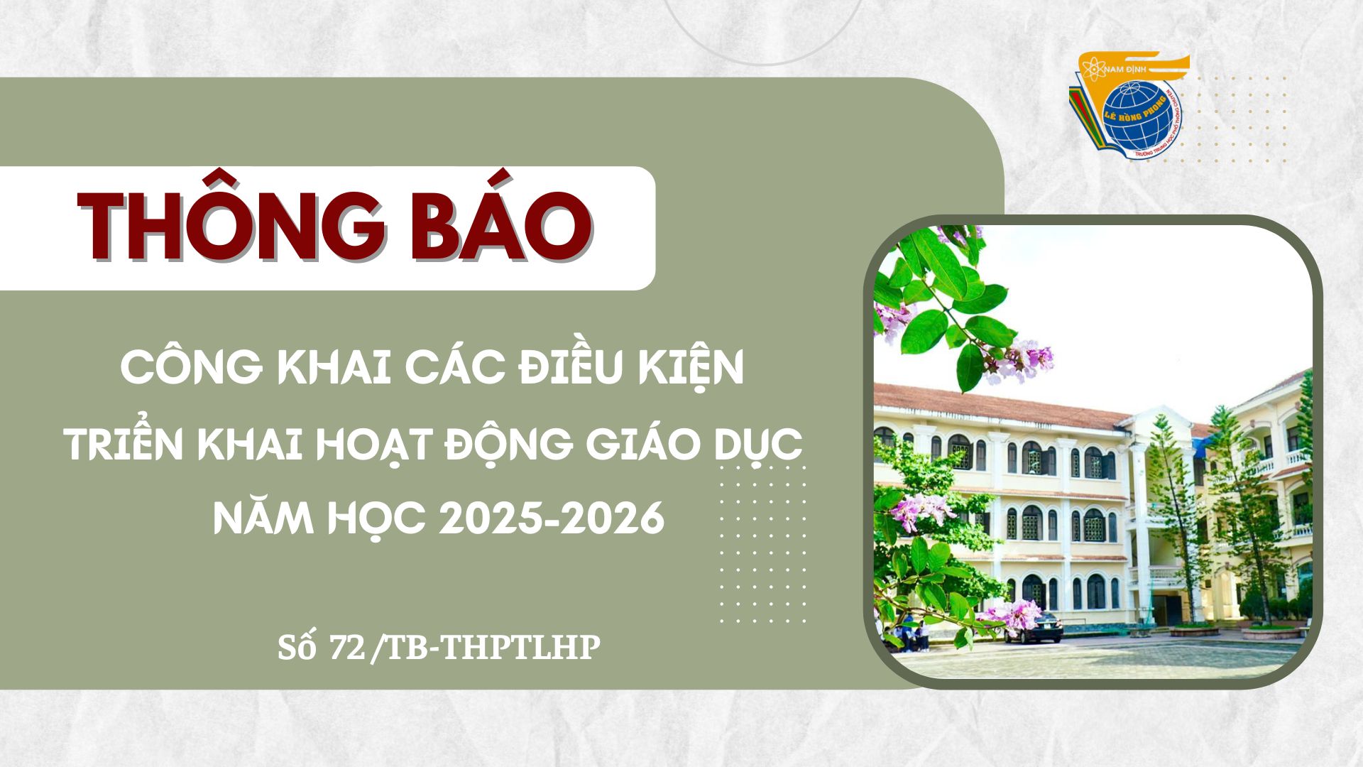 Thông báo Công khai các điều kiện triển khai hoạt động giáo dục năm học 2025-2026